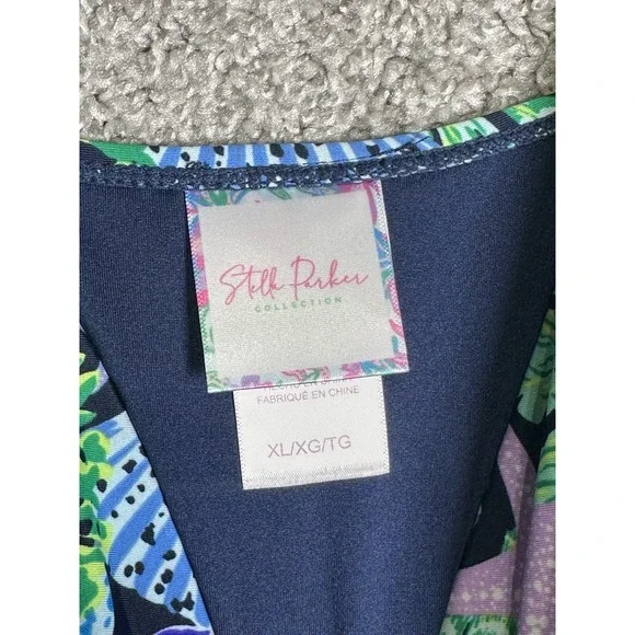 Stella Parker One Piece Swimsuit XL Navy Tropical Starfish Shell Print - Picture 2 of 5